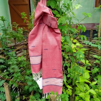 Light Pink Pure Handloom Butta Cotton Stole From Assam