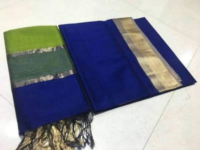 Royal Blue Pure Handloom Silk Saree From Bengal