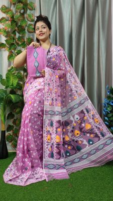 Dark Purple Pure handloom Dhakai jamdani saree From bengal