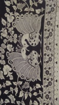 Black & White Kalamkari Cotton Saree