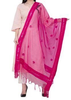 Light Pink Cotton Dupatta From Banaras
