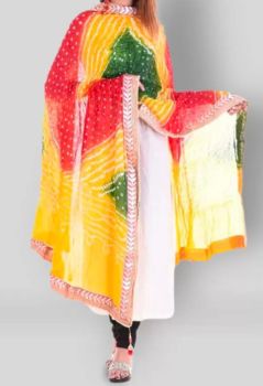 MutliColor Chiffon Handwork Dupatta From Banaras