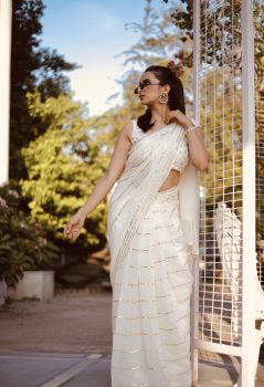 White Gota Work Saree