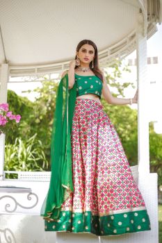 Candy Pink and Green Lehenga Set