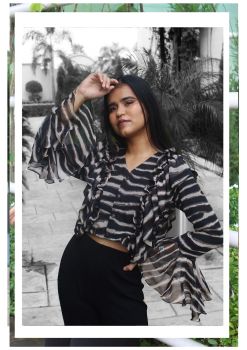 Ruffled Animal Print Top