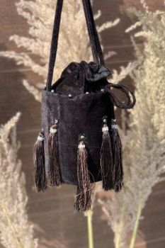 Black Tasseled Bucket Bag