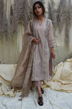Lilac Kurta Set With Silk Organza Dupatta