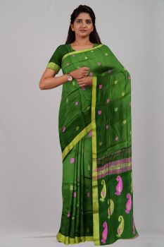 Green Mango Silk Cotton Handloom Saree