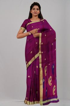 Magenta Mango Silk & Cotton Handloom Saree