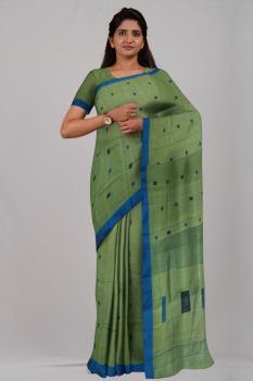 Light Green Box Silk & Cotton Handloom Saree