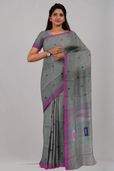 Plani Grey Box Silk & Cotton Handloom Saree