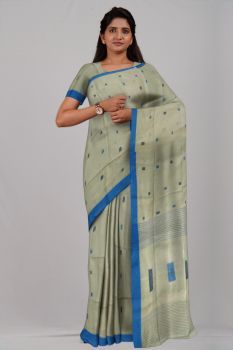 Cream Box Silk & Cotton Handloom Saree