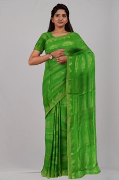 Green Flower Pure Taat Silk Handloom Saree