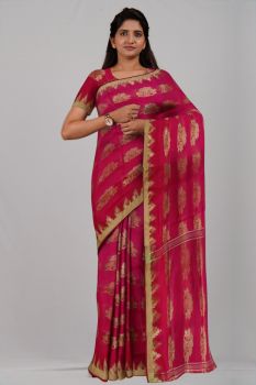 Rani Flower Pure Taat Silk Handloom Saree