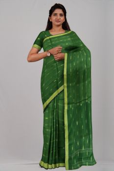 Green Bel Leaf Silk & Cotton Handloom Saree
