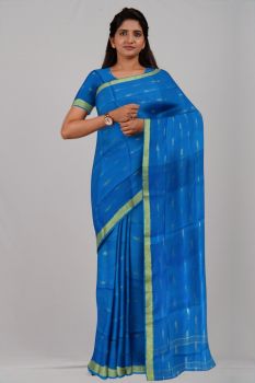 Blue Bel Leaf Silk & Cotton Handloom Saree