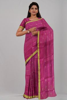 Light Pink Bel Leaf Silk & Cotton Handloom Saree