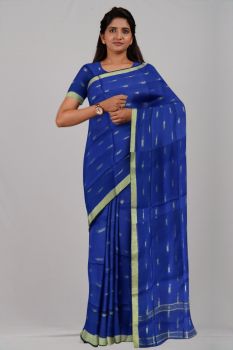 Royal Blue Bel Leaf Silk & Cotton Handloom Saree