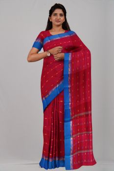 Red Rohitom Taat Cotton Handloom Saree