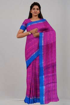 Bright Pink Rohitom Taat Cotton Handloom Saree