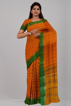 Orange Rohitom Taat Cotton Handloom Saree