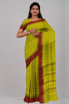 Yellow Rohitom Taat Cotton Handloom Saree