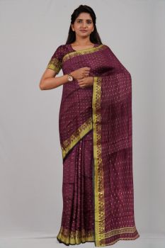 Maroon Balls Temple Pure Silk Handloom Saree