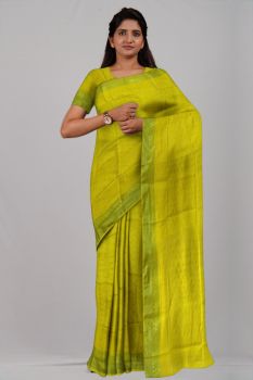 Yellow Balls Temple Pure Silk Handloom Saree