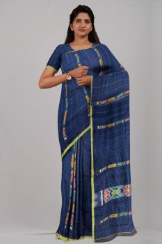 Navy Blue Kotki Pure Silk Handloom Saree