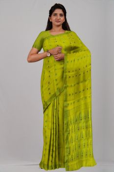 Yellow Leaf Banarasi Silk Handloom Saree