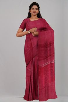 Maroon Line Tissue Cotton Handloom Saree