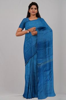 Blue Line Tissue Cotton Handloom Saree