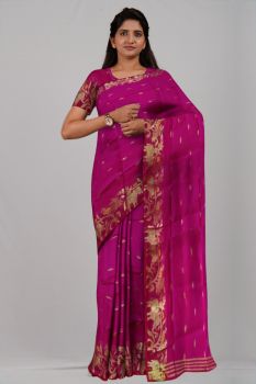 Rani Peacock & Elephant Silk Handloom Saree