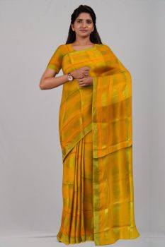 Rainbow Yellow Chakra Silk Handloom Saree