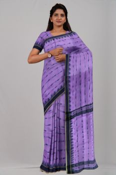 Purple Black Temple butta Silk & Cotton Handloom Saree