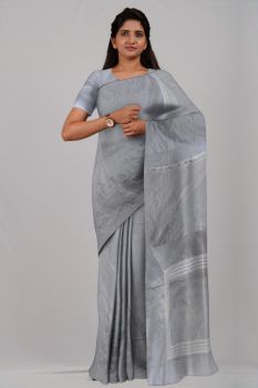 Off White Pure Handloom Flower Design Katha Stitch Saree From Bengal