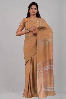 Yellow Pure Handloom Katha Stitch Saree From Bengal