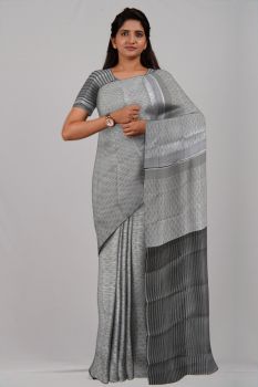 White Gray Pure Handloom Katha Stitch From Bengal