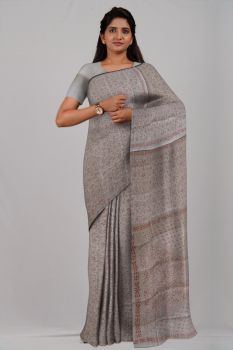 Brick Red Off White Pure Handloom Katha Stitch Saree From Bengal