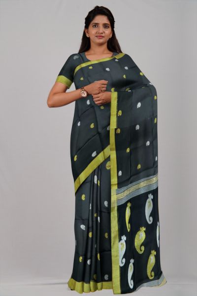 Black Mango Silk & Cotton Handloom Saree