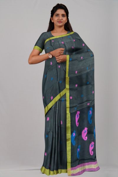 Black Mango Silk & Cotton Handloom Saree
