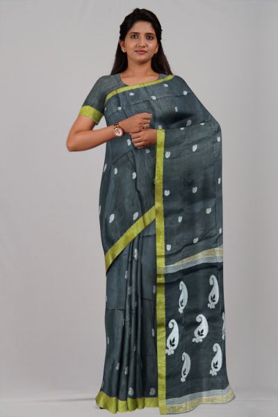 Black Mango Silk & Cotton Handloom Saree