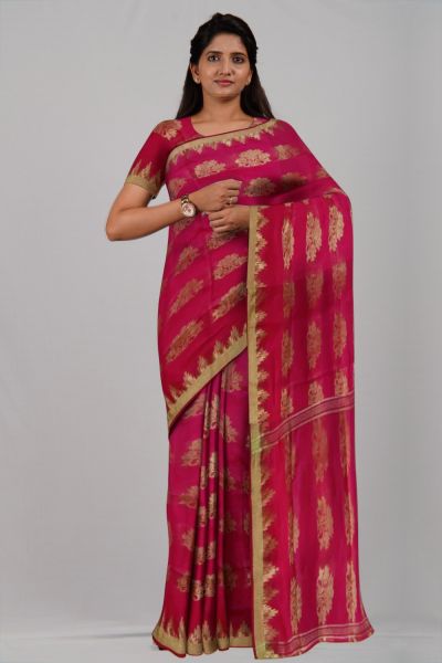 Rani Flower Pure Taat Silk Handloom Saree
