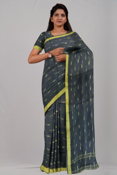 Black Bel Leaf Silk & Cotton Handloom Saree