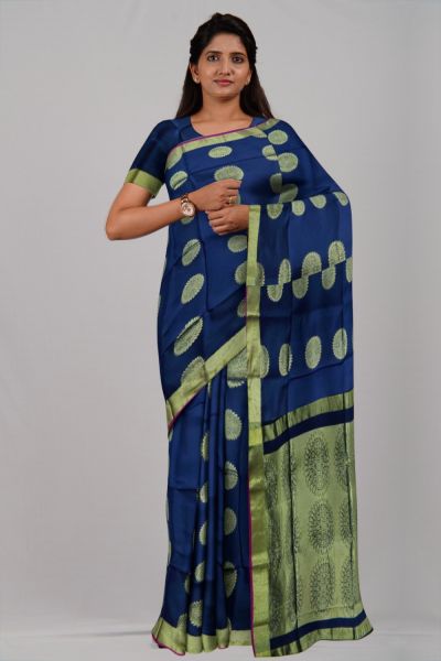 Blue Chakra Pure Silk Handloom Saree