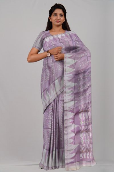 White Pink Leaf Resome Cotton Handloom Saree