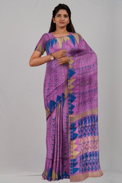 Pink Blue Yellow Leaf Resome Cotton Handloom Saree