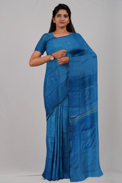 Blue Line Tissue Cotton Handloom Saree