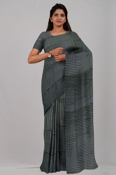 Black Line Cotton Handloom Saree