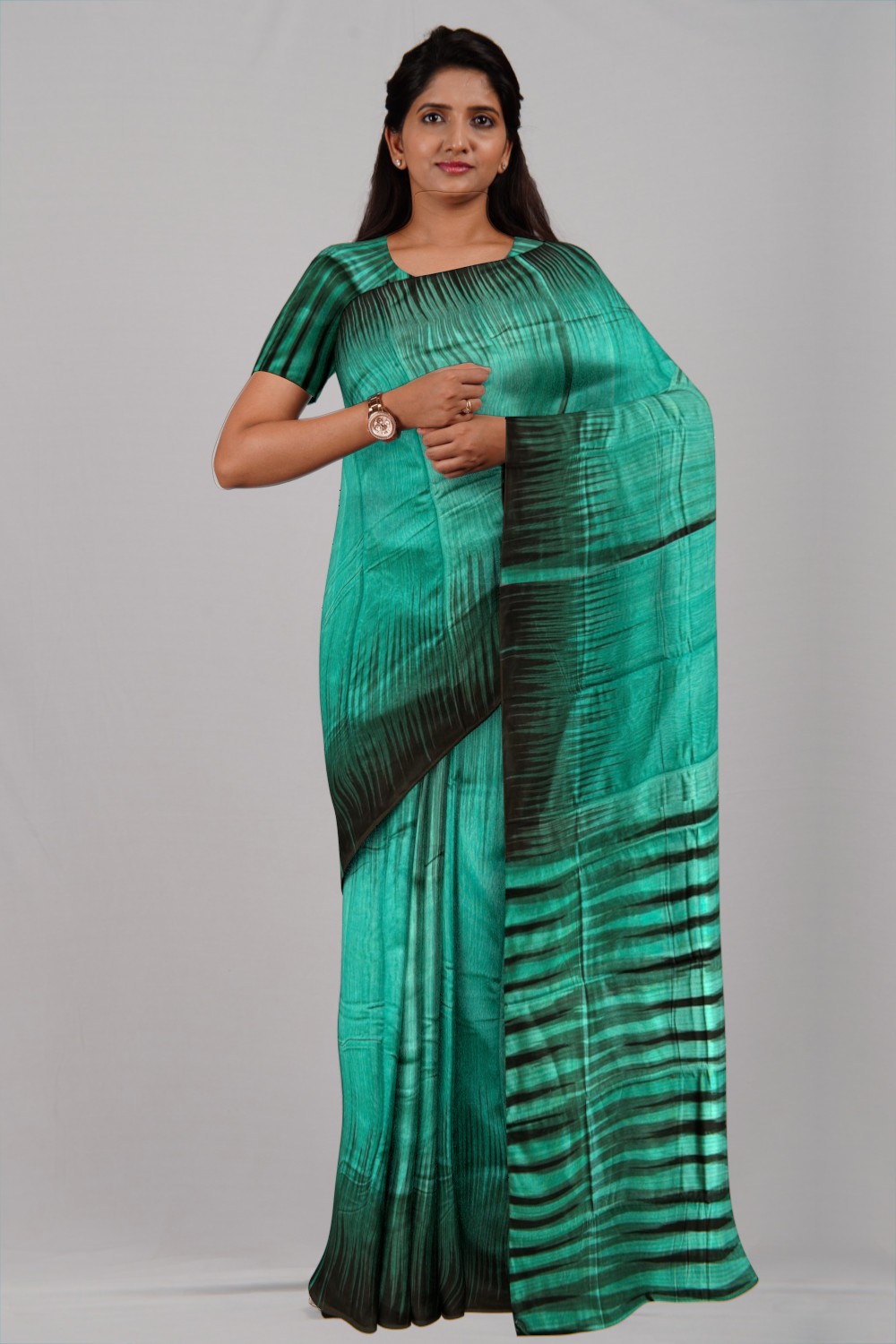 FirozI Green Bengal Ikat Silk Cotton Saree